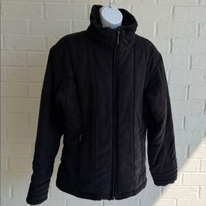 Columbia Women's Suede Quilted Insulated Faux Fur Stand-Up Collar Zip Coat Sz L